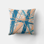Abstract geometrisch funky cool blauw perzikkussen kussen (Achterkant)