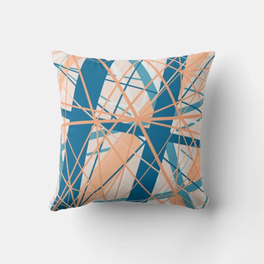 Abstract geometrisch funky cool blauw perzikkussen kussen (Achterkant)