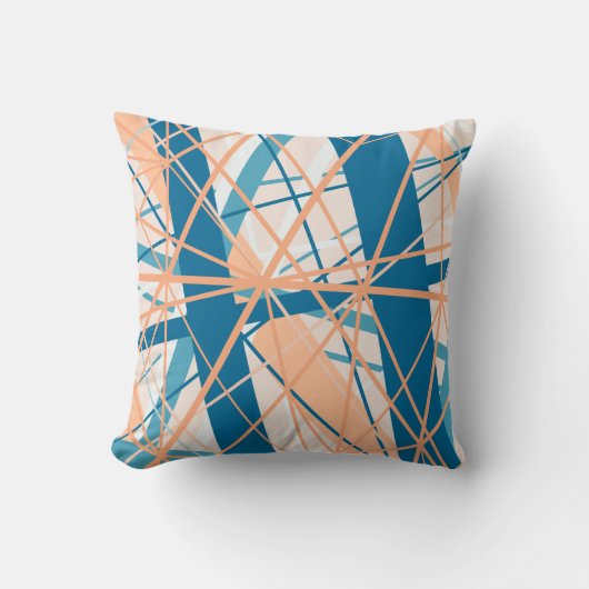 Abstract geometrisch funky cool blauw perzikkussen kussen (Voorkant)