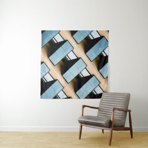 Abstract geometrisch gebouw wandkleed
