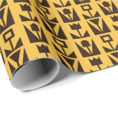 Abstract Geometrisch Geel Bloemmotief Cadeaupapier (Rol Hoek)