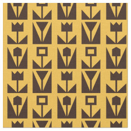 Abstract geometrisch geel bloemmotief stof