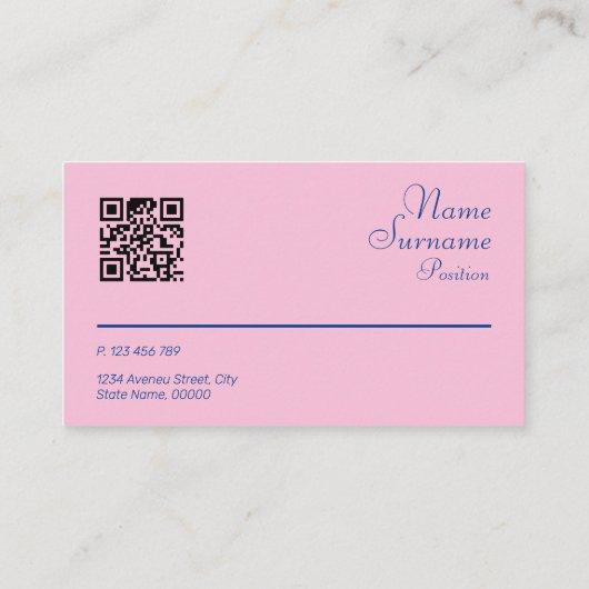 Abstract geometrisch geel fuchsia QR-Visitekaartje Visitekaartje (Achterkant)