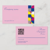 Abstract geometrisch geel fuchsia QR-Visitekaartje Visitekaartje (Voorkant / Achterkant)