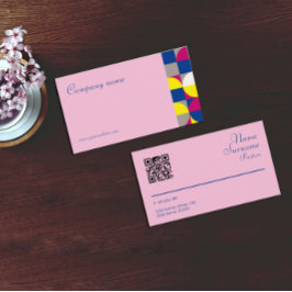 Abstract geometrisch geel fuchsia QR-Visitekaartje Visitekaartje