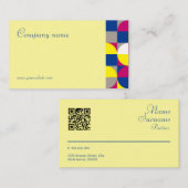 Abstract geometrisch geel fuchsia QR-Visitekaartje Visitekaartje (Voorkant / Achterkant)