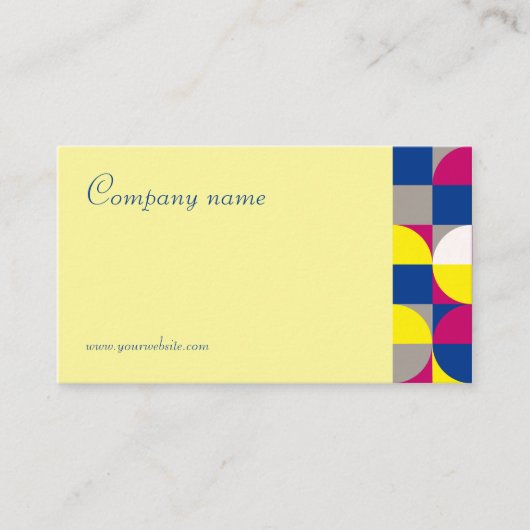 Abstract geometrisch geel fuchsia QR-Visitekaartje Visitekaartje (Voorkant)