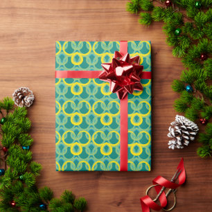 Abstract geometrisch geelgroen patroon cadeaupapier