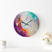Abstract geometrisch gekleurd glaspatroon grote klok (Huis)