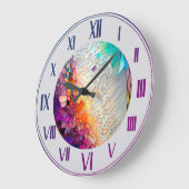 Abstract geometrisch gekleurd glaspatroon grote klok (Hoek)