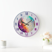 Abstract geometrisch gekleurd glaspatroon grote klok (Huis)