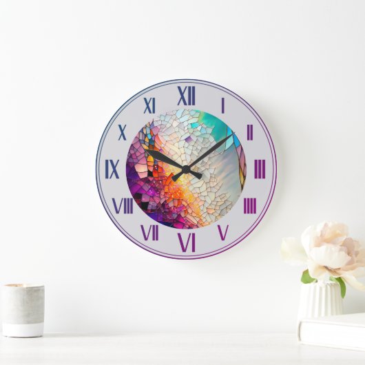 Abstract geometrisch gekleurd glaspatroon grote klok (Huis)