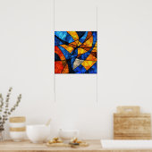 Abstract geometrisch gekleurd glaspatroon poster (Keuken)