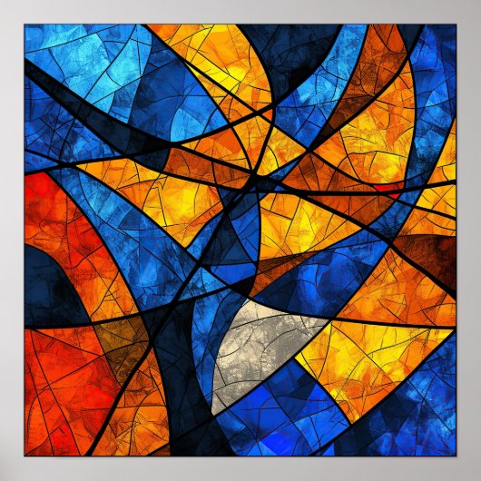 Abstract geometrisch gekleurd glaspatroon poster (Voorkant)
