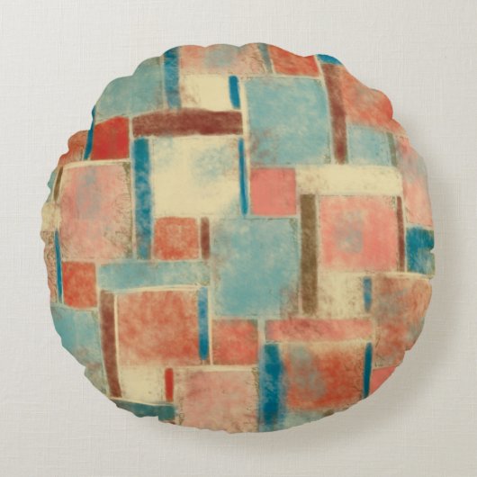 Abstract geometrisch geruit rond kussen (Voorkant)