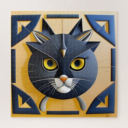 Abstract Geometrisch Gestileerde Kat Legpuzzel (Verticaal)
