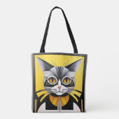 Abstract Geometrisch Gestileerde Kat Stijlvol Tote Bag (Achterkant)