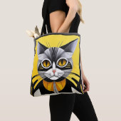 Abstract Geometrisch Gestileerde Kat Stijlvol Tote Bag (Dichtbij)