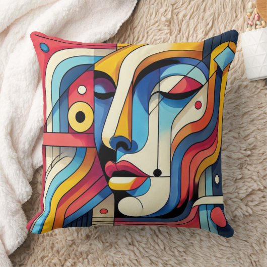 Abstract geometrisch gezichtsontwerp - vet en leve kussen (Deken)