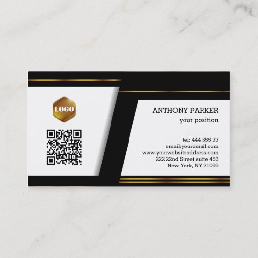 Abstract Geometrisch goud en zwart Visitekaartje (Achterkant)