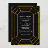 Abstract geometrisch goud glitter diamantbruiloft kaart (Voorkant / Achterkant)