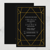 Abstract geometrisch goudglitter jewel bruiloft kaart (Voorkant / Achterkant)