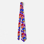 Abstract, geometrisch, grijs patchwork, grijs, fol stropdas (Achterkant)