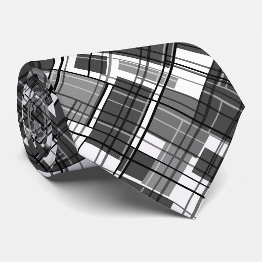 Abstract, geometrisch, grijs patchwork, grijs, fol stropdas (Opgerold)