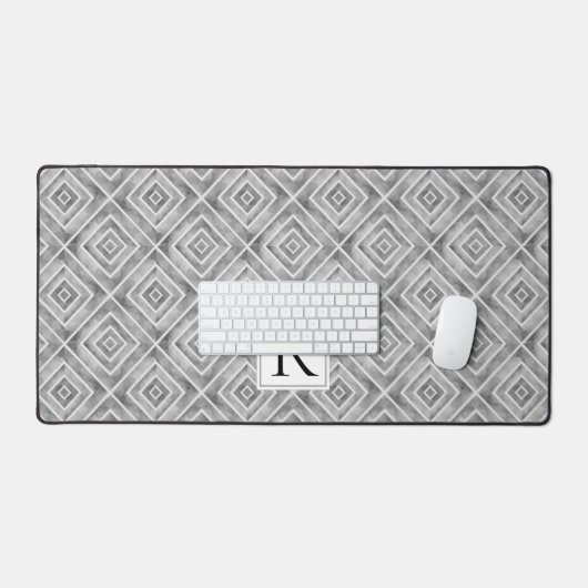 Abstract geometrisch grijs patroon en monogram bureaumat (Keyboard & Muis)