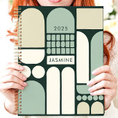 Abstract Geometrisch Groen 2025 Aangepaste Naam Planner