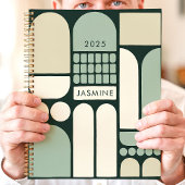 Abstract Geometrisch Groen 2025 Aangepaste Naam Planner