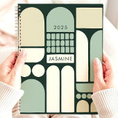 Abstract Geometrisch Groen 2025 Aangepaste Naam Planner