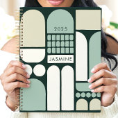 Abstract Geometrisch Groen 2025 Aangepaste Naam Planner