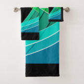 Abstract, geometrisch, groen, blauw, zwart bad handdoek (Insitu)