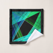Abstract, geometrisch, groen, blauw, zwart bad handdoek (Wasdoekje)