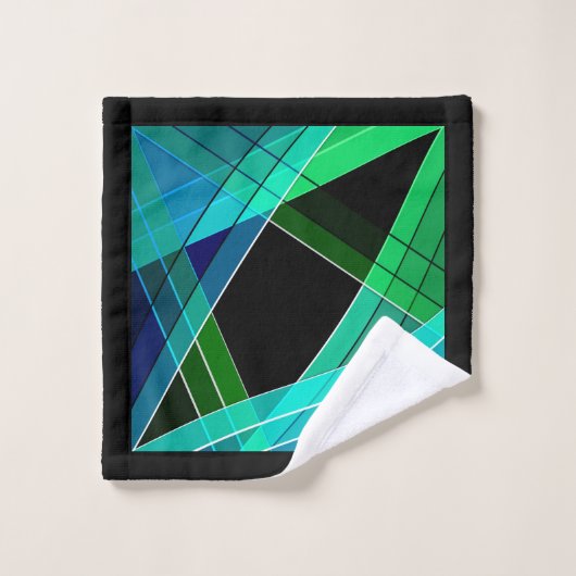 Abstract, geometrisch, groen, blauw, zwart bad handdoek (Wasdoekje)
