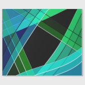 Abstract, geometrisch, groen, blauw, zwart cadeaupapier (Vlak)