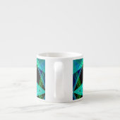 Abstract, geometrisch, groen, blauw, zwart espresso kop (Achterkant)