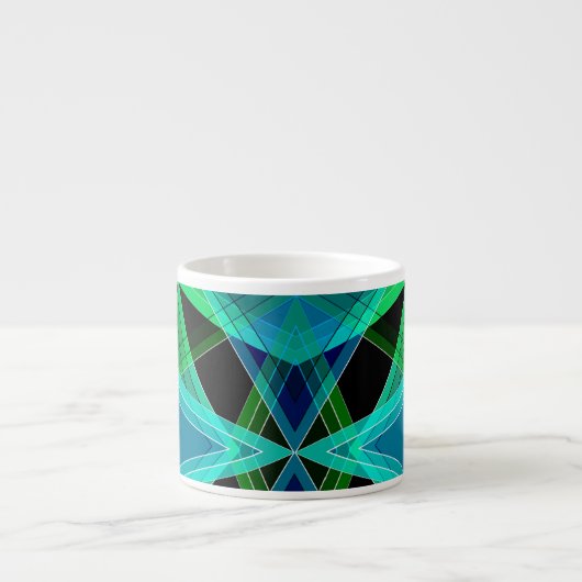 Abstract, geometrisch, groen, blauw, zwart espresso kop (Voorkant)
