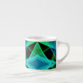 Abstract, geometrisch, groen, blauw, zwart espresso kop (Rechts)