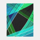 Abstract, geometrisch, groen, blauw, zwart fleece deken (Voorkant)