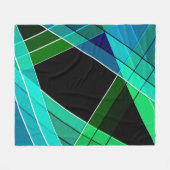 Abstract, geometrisch, groen, blauw, zwart fleece deken (Voorkant (Horizontaal))