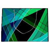 Abstract, geometrisch, groen, blauw, zwart groot cadeauzakje (Voorkant)