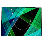 Abstract, geometrisch, groen, blauw, zwart groot cadeauzakje (Achterkant)