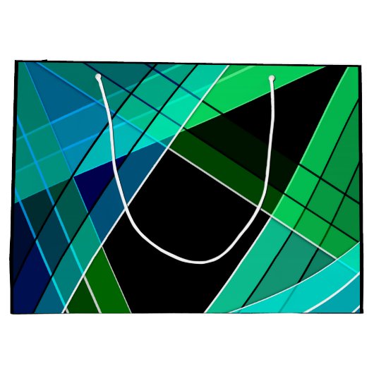 Abstract, geometrisch, groen, blauw, zwart groot cadeauzakje (Achterkant)