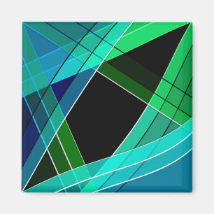 Abstract, geometrisch, groen, blauw, zwart magneet