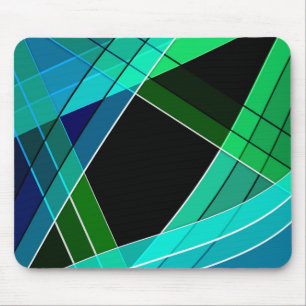 Abstract, geometrisch, groen, blauw, zwart muismat