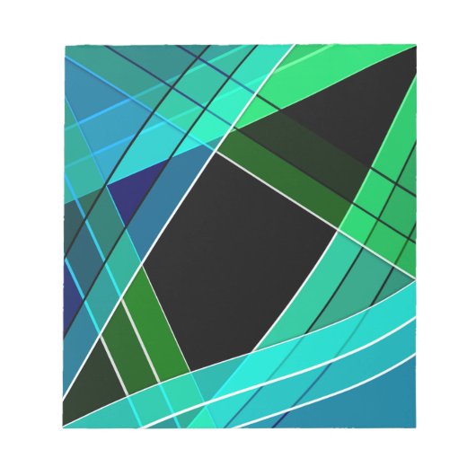 Abstract, geometrisch, groen, blauw, zwart notitieblok (Voorkant)
