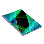 Abstract, geometrisch, groen, blauw, zwart notitieboek (Rechterzijde)