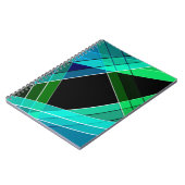 Abstract, geometrisch, groen, blauw, zwart notitieboek (Linkerzijde)
